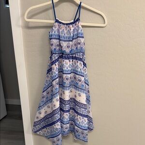 H&M Blue and White Asymmetrical Sundress